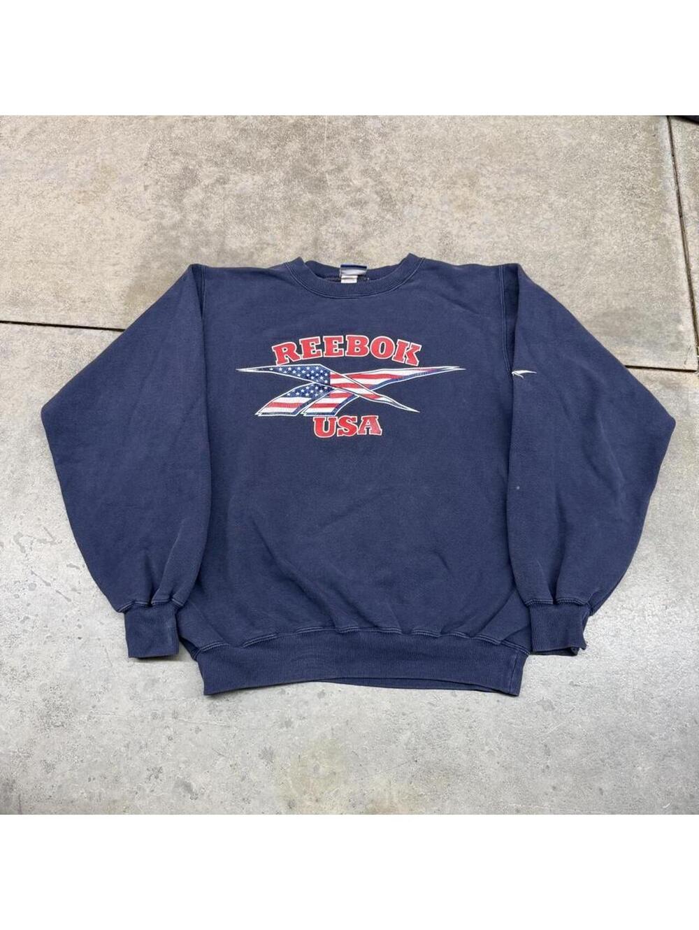 vintage reebok usa navy big logo crewneck size small